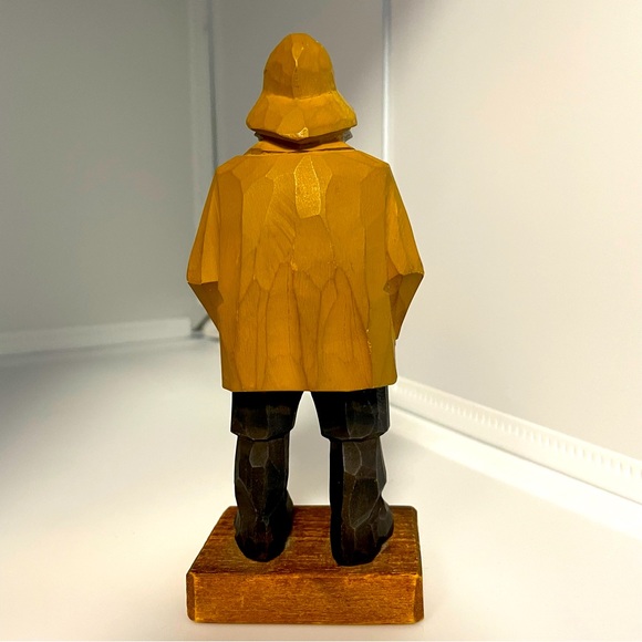 Swedish Wood Carving Fisherman by CO Trygg 1969 Beautifully Detailed Subtle - Picture 2 of 4